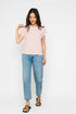 Daisy-Textured Rib Roll Cuff Tee